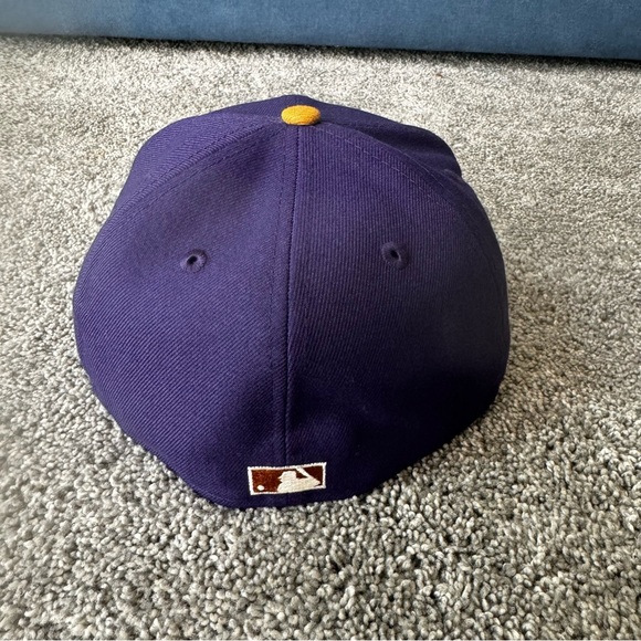 New Era Houston Astros Custom Patch Fitted Hat 7 1/8 Purple Gold NWT Colts .45 - Picture 5 of 11